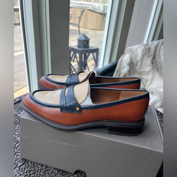 FRANCO SARTO EDITH 2 PENNY LOAFERS IN BISCUIT BROWN FAUX LEATHER 7.5 - Picture 8 of 11